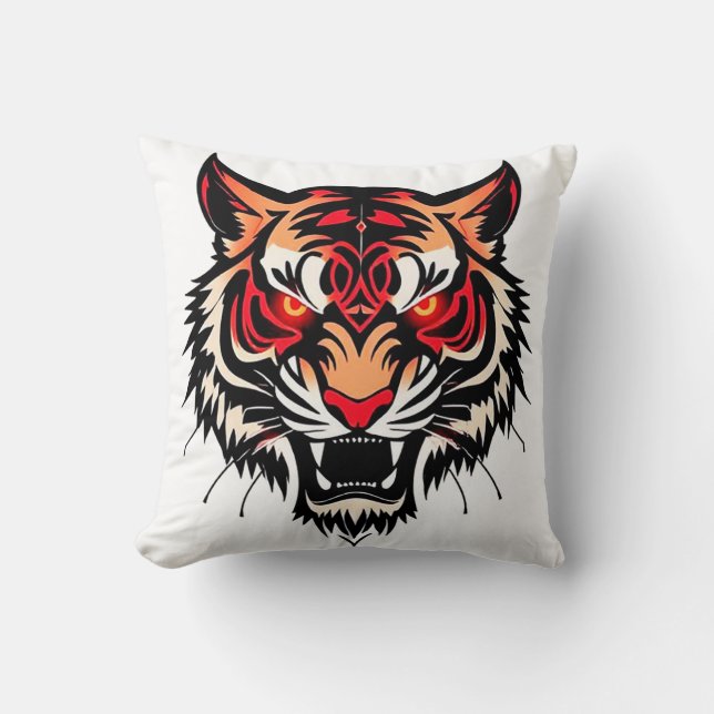 Almofada Ilustração da cabeça de tigre (Frente)