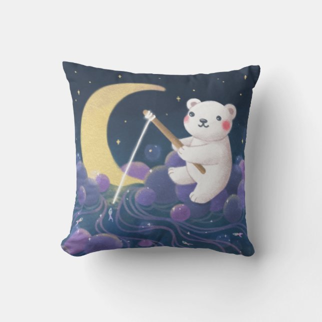 Almofada Ilustração da Fantasia do Sonho do Urso Polar (Frente)