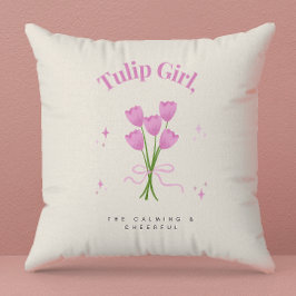 Almofada Ilustração da Flor de Tulipas Rosa-d-Água