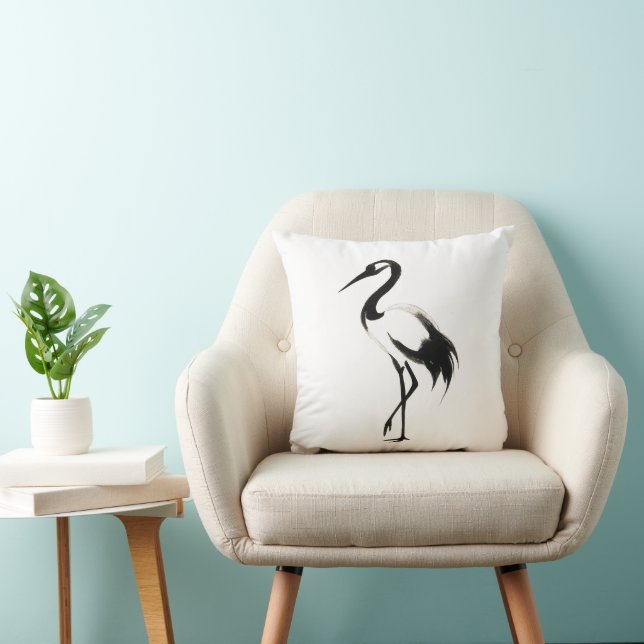 Almofada Ilustração da grua de tinta - Zen Cushion Minimali (Cadeira)