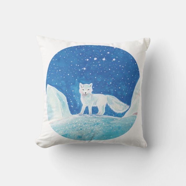 Almofada Ilustração da Pequena Raposa Árctica (Vulpes lagop (Frente)