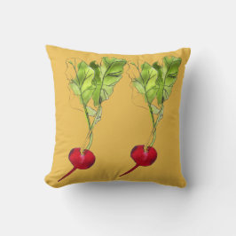 Almofada Ilustração de arte de aquarela vegetal com rabanet