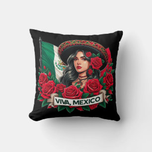 Almofada Ilustração de arte do méxico Girl Viva
