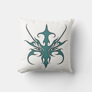Almofada Ilustração de Arte em Linha Tribal de Aquamarina F