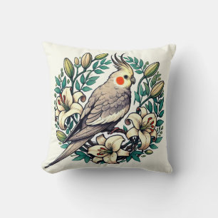 Almofada Ilustração de Aves Cockatiel
