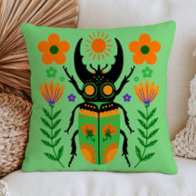 Ilustração de Besouro de Arte Popular Floral Verde