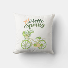 Almofada Ilustração de Bicicleta Vintage Olá Primavera