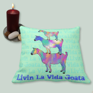 Almofada Ilustração de Cabra Slogan Engraçado Arte Animal C
