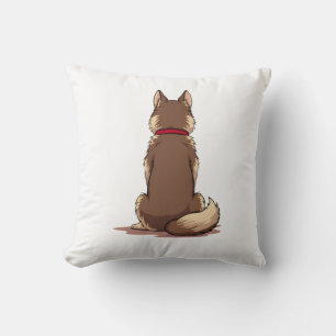 Almofada Ilustração de cachorro Husky vista traseira vintag