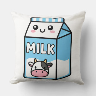 Almofada Ilustração de Caixa de Leite Kawaii Fofa com Ícone