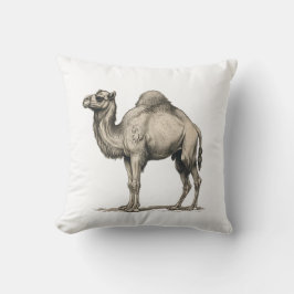 Almofada Ilustração de Camelo Realista Vintage-Deserto Came