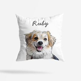 Almofada Ilustração de Cão de Raça Mista Moderna | Adiciona