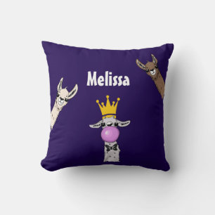 Almofada Ilustração de Cartoon Llama Enfrentado 3 Cute