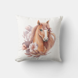 Almofada Ilustração de Cavalo Floral
