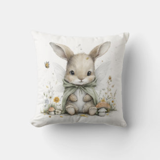 Almofada Ilustração de coelhinha fada em aquarela doce