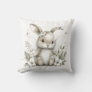 Almofada Ilustração de coelhinha fada em aquarela doce