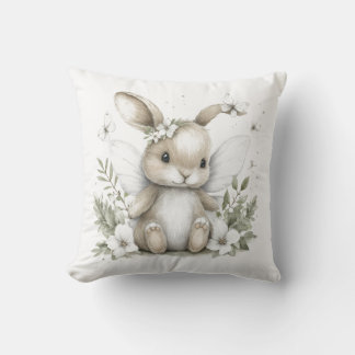 Almofada Ilustração de coelhinha fada em aquarela doce