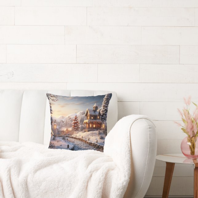 Almofada Ilustração de Cozy Village (Sofá)