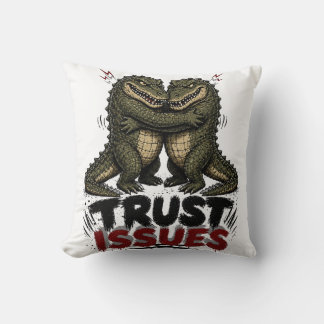 Almofada Ilustração de Crocodilo Mal-Humorado com Problemas