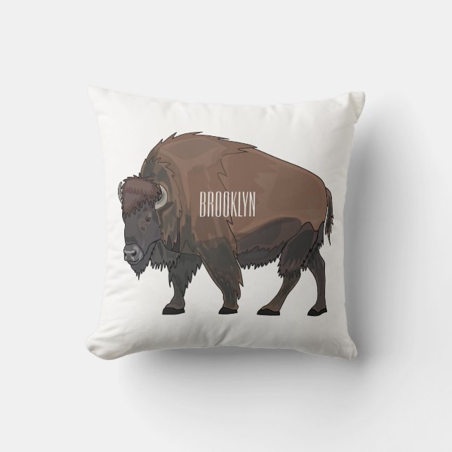 Almofada Ilustração de desenho animado Bison (Frente)