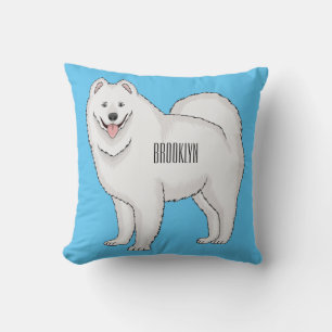 Almofada Ilustração de desenho animado com cão Samoyed