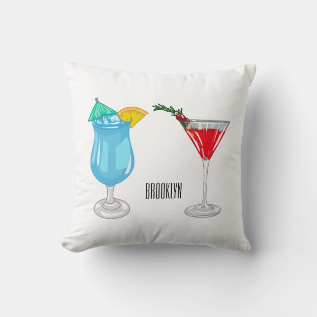 Almofada Ilustração de desenho animado coquetel (Frente)