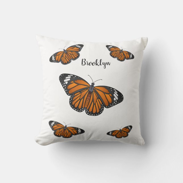 Almofada Ilustração de desenho animado da borboleta monarca (Frente)