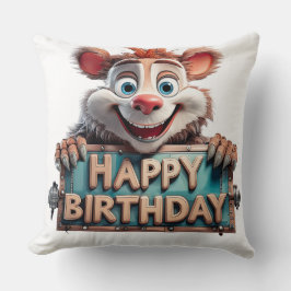Almofada Ilustração de Desenho Animado de Aniversário Feliz