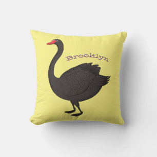 Almofada Ilustração de desenho animado de cisne preto