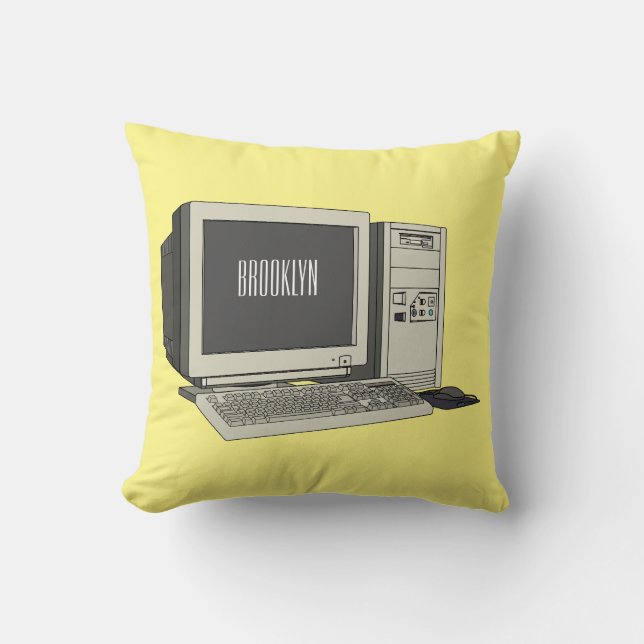 Almofada Ilustração de desenho animado de computador (Frente)