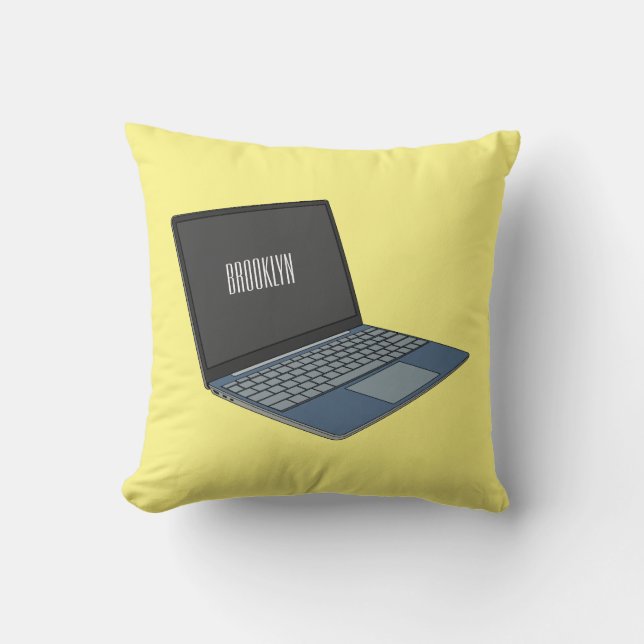 Almofada ilustração de desenho animado de laptop (Frente)