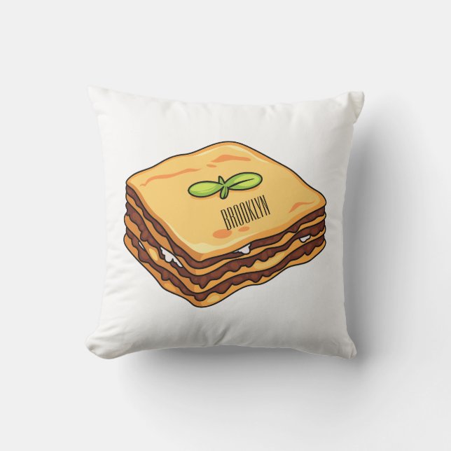 Almofada Ilustração de desenho animado de Lasagna (Frente)