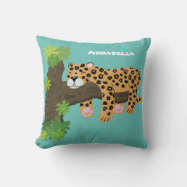 Almofada Ilustração de desenho animado de leopardo fofo dor