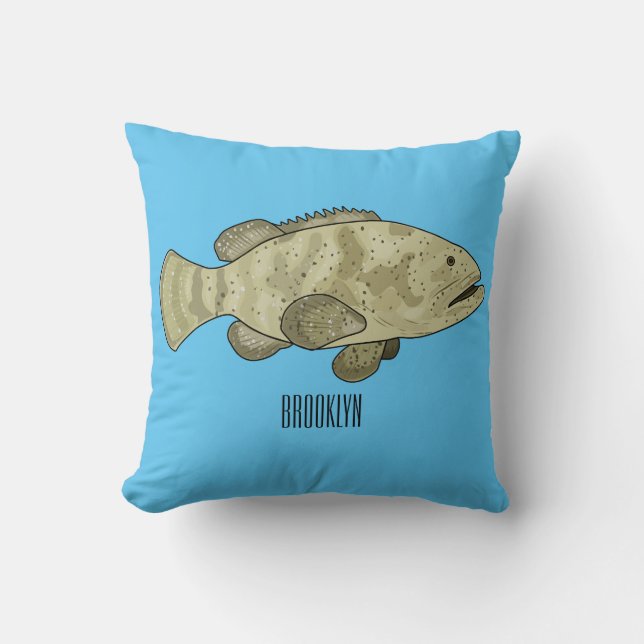 Almofada Ilustração de desenho animado de peixe-grua (Frente)