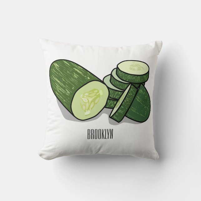Almofada Ilustração de desenho animado de pepino (Frente)