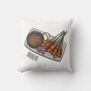 Almofada Ilustração de desenho animado de Satay