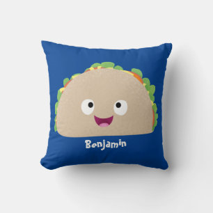 Almofada Ilustração de desenho animado de taco fofo e sorri