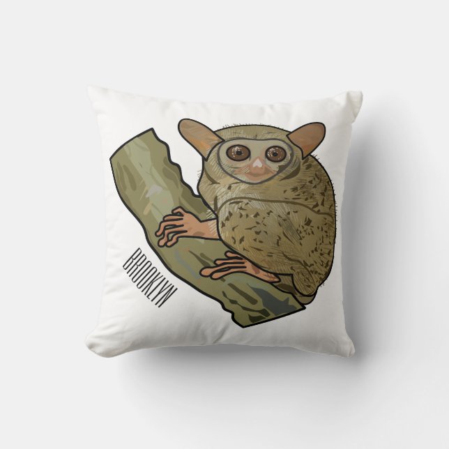 Almofada Ilustração de desenho animado de Tarsier (Frente)
