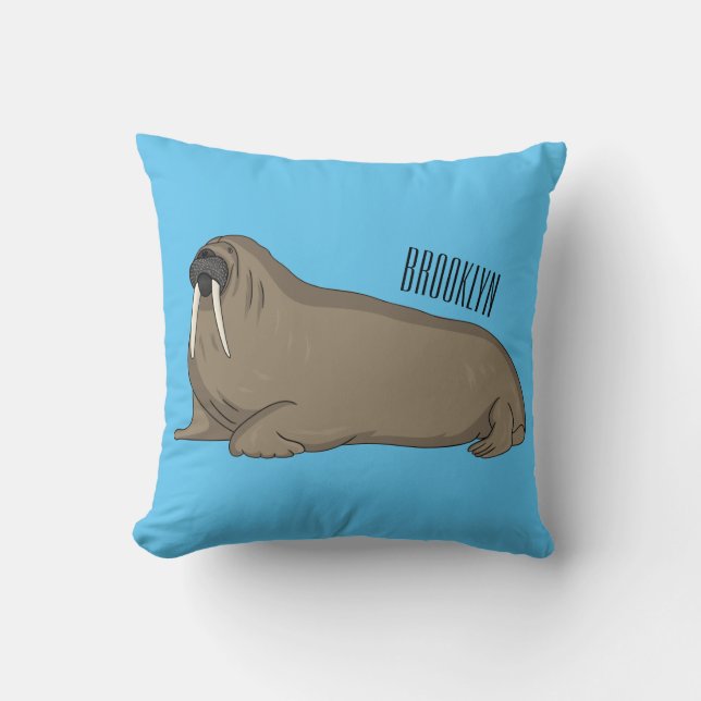 Almofada Ilustração de desenho animado de Walrus (Frente)