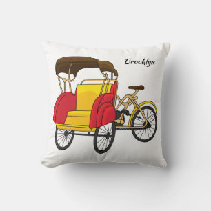 Almofada Ilustração de desenho animado do rickshaw Pedicab