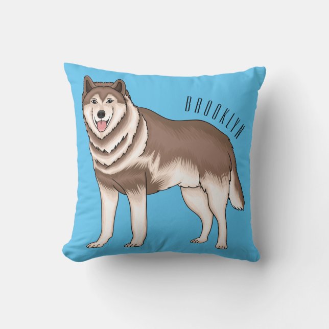 Almofada Ilustração de desenho animado siberiano husky (Frente)
