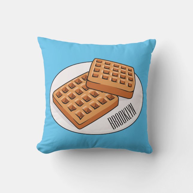 Almofada Ilustração de desenho animado Waffle (Frente)