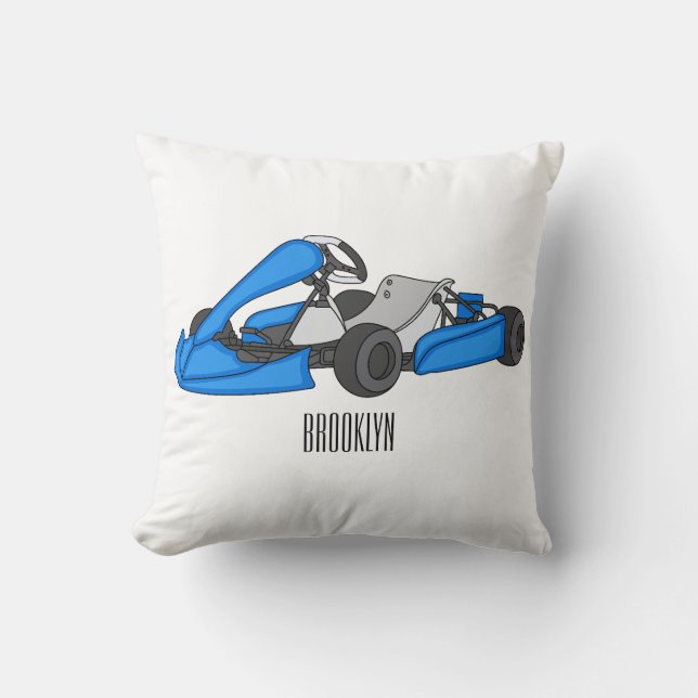 Almofada Ilustração de desenho de corrida de Kart (Frente)