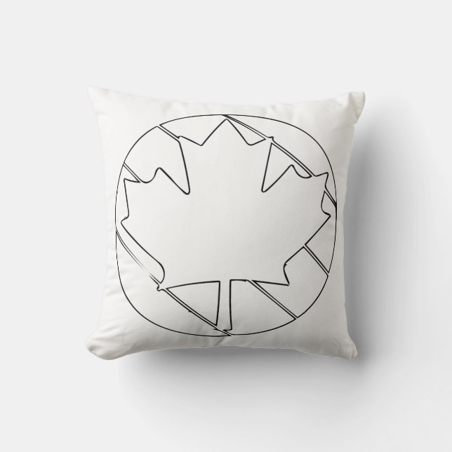 Almofada Ilustração de desenho de linha de maple Leaf canad (Frente)