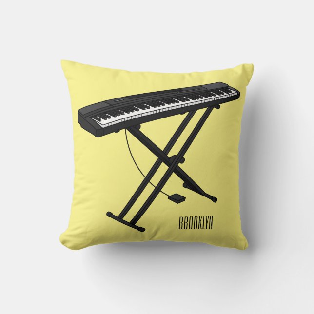 Almofada Ilustração de desenho de piano de teclado (Frente)