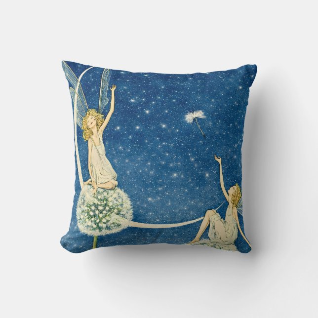 Almofada Ilustração de Fada Art Nouveau Dandelion (Frente)