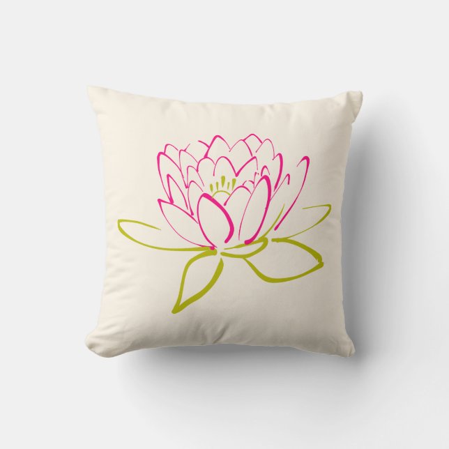 Almofada Ilustração de Flor de Lótus / Nenúfar (Frente)