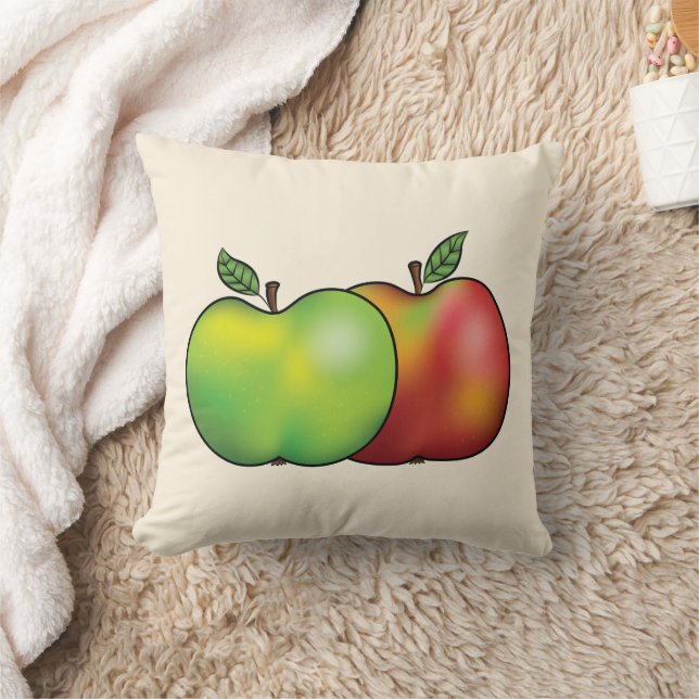 Almofada Ilustração de Frutas de Maçã de Desenho Animado Ve (Cobertor)