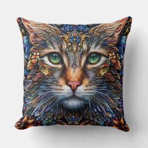 Almofada Ilustração de Gato Abstrato Vibrante