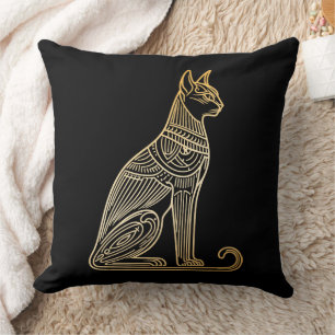 Almofada Ilustração de Gato Dourado para Amantes de Gatos n